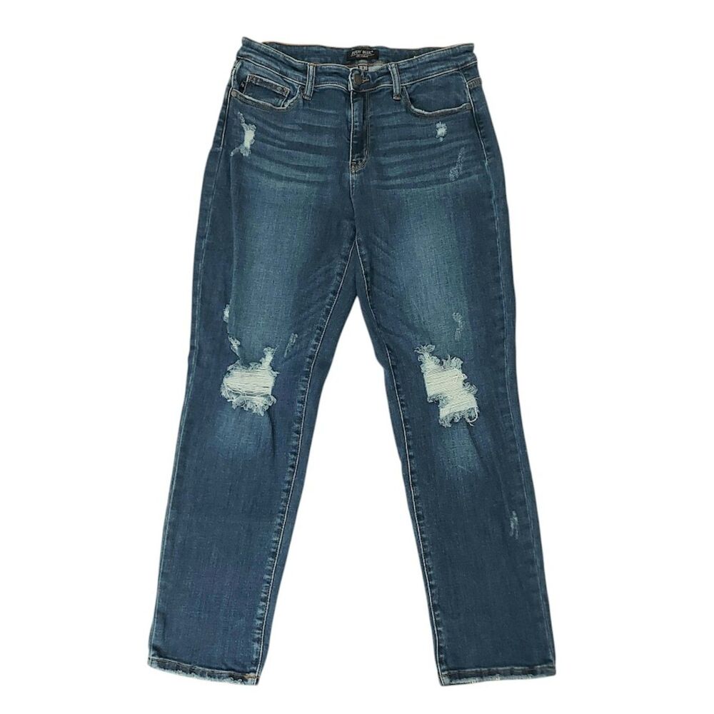 Judy Blue Jeans Womens 30 Blue Slim Fit Distressed Stretch Mid Rise Denim